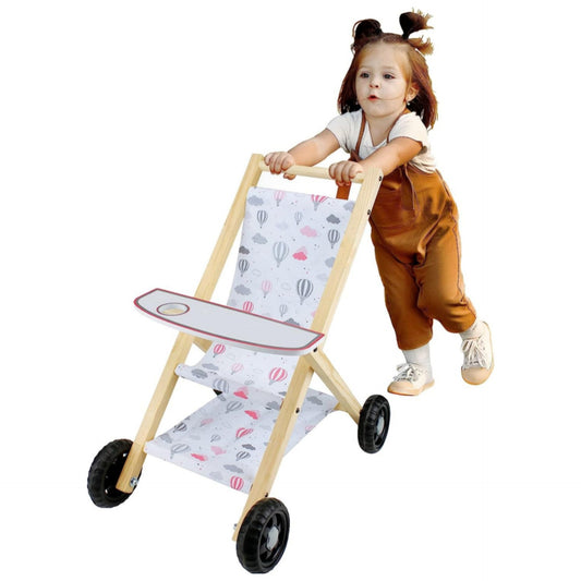 Baby stroller, Doll stroller, Girl doll, Baby stroller for doll in Natural Wood, 100% ecological, Toy Stroller, Accessories for Toy dolls, Walker