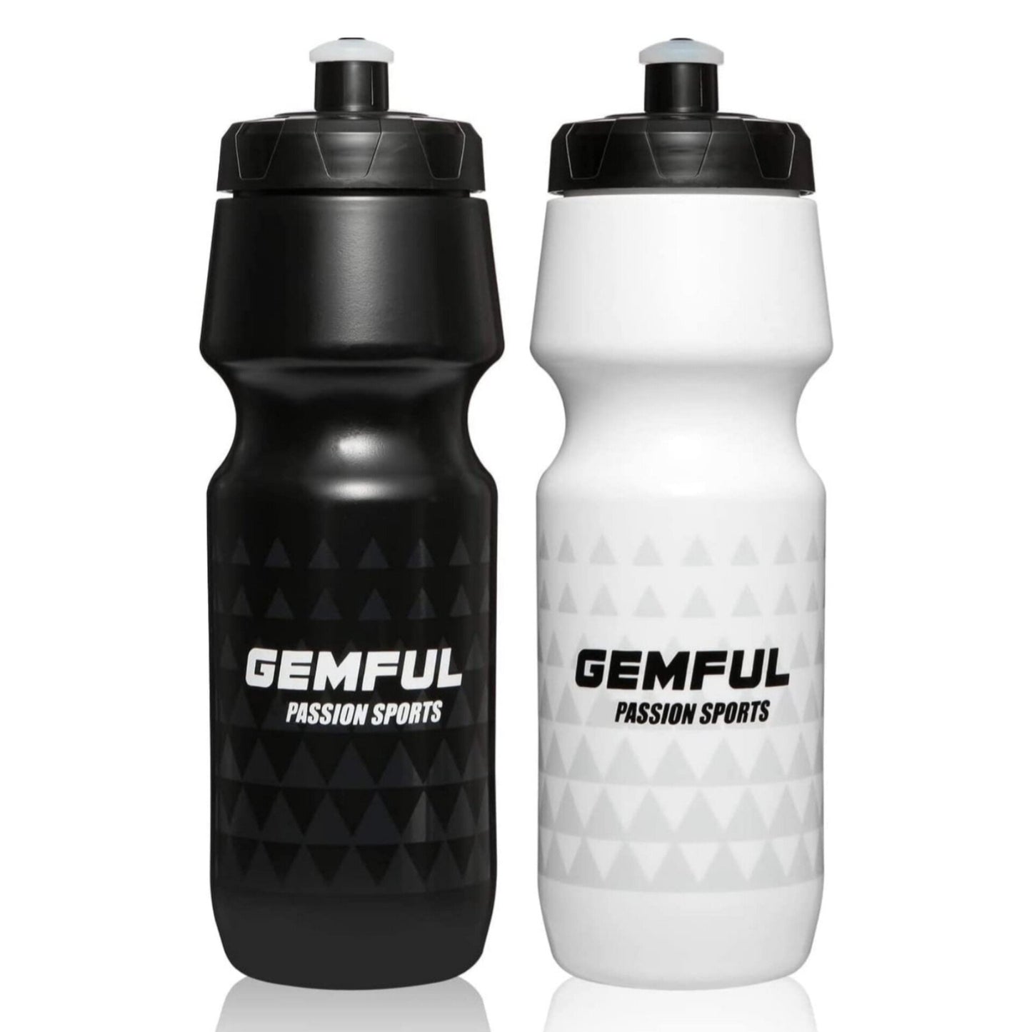 GEMFUL Bike Water Bottle BPA Free 750ml 2 Pack (Black+white)