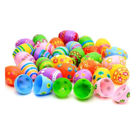 JOYIN 30 Pcs 3.15Inch Printed Jumbo Plastic Eggs for Easter Egg Hunt Event, Easter Basket Stuffers, Party Favor Goodie Bags, Scene and Decoration, School Parties Prizes, School Classroom Rewards