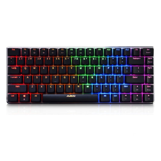 Keyboard, Ajazz AK33 Geek RGB Mechanical Keyboard, 82 Keys Layout, Black Switches, LED Backlit, Aluminum Portable Wired Gaming Keyboard, Pluggable Cable, for Games Work and Daily Use, Black