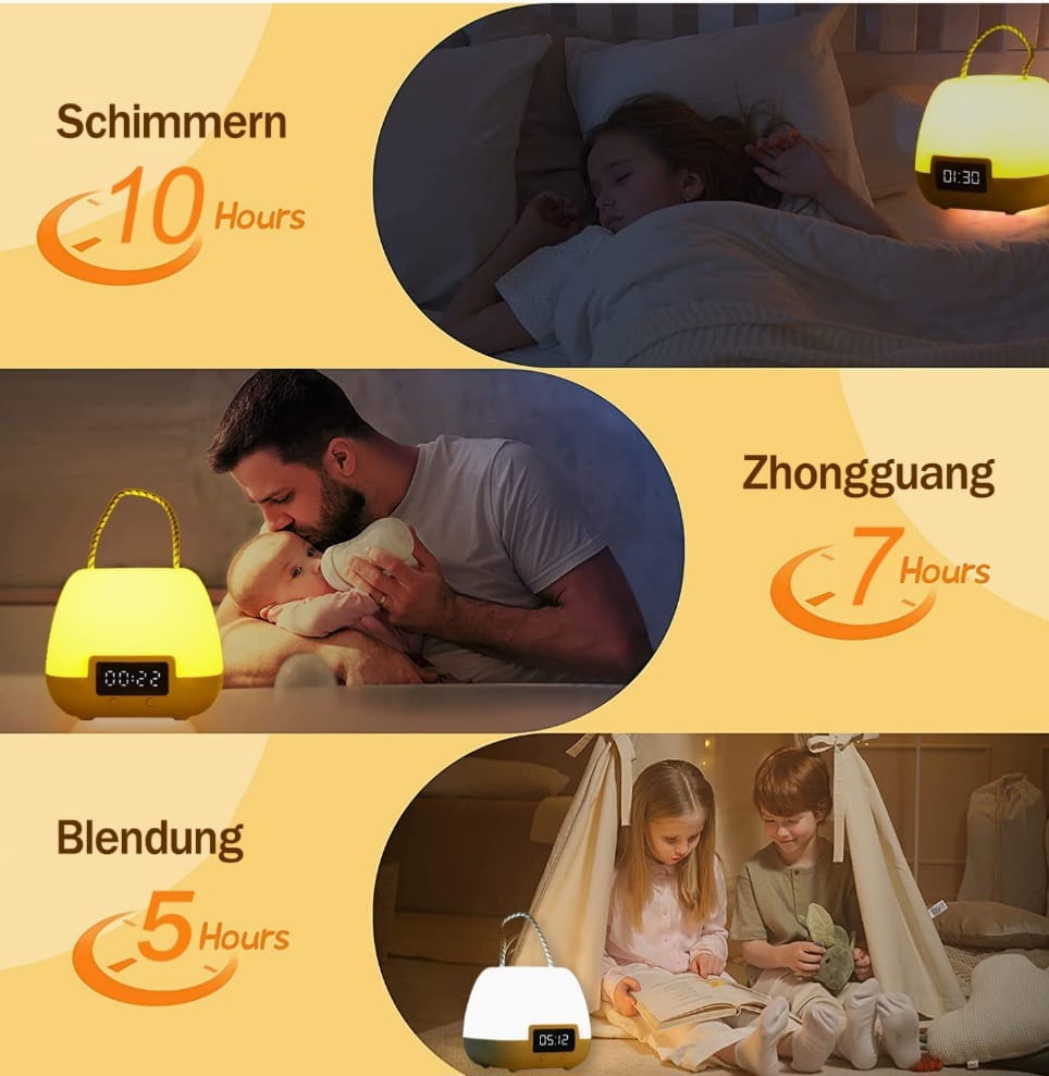 Bedside Lamp by Nolansend, LED Dimmable Atmosphere Table Lamp with Remote Control, 3 Colours and Colour Changing, Portable Night Light with Timing Function, USB Night Light for Bedroom Living Room