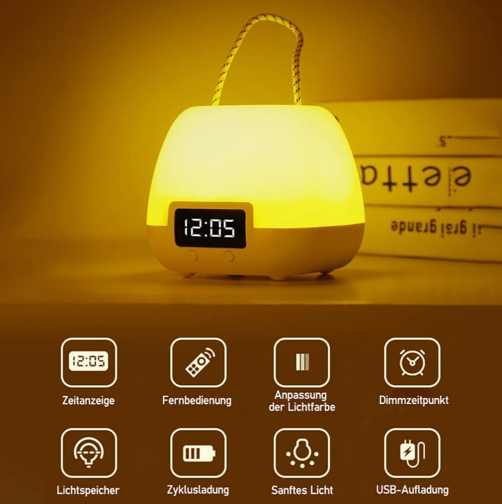 Bedside Lamp by Nolansend, LED Dimmable Atmosphere Table Lamp with Remote Control, 3 Colours and Colour Changing, Portable Night Light with Timing Function, USB Night Light for Bedroom Living Room