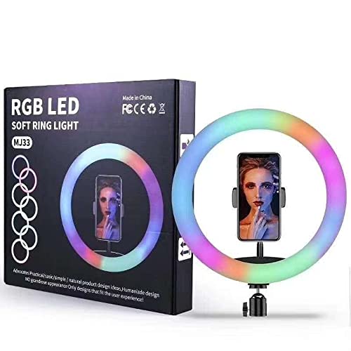 Powerpak MJ33 13"/33cm RGB Ring Light with Mini Light Stand for YouTube | Photo-Shoot | Video Shoot | Live Stream | Reels | Makeup & Vlogging, White, 13 inch