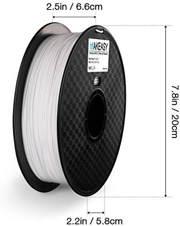 3D filament by PETG, Makeasy petg filament 3D Printer Filament 1.75mm 1KG(2.2lb) +/- 0.02mm, 1kg Spool White PETG For Ender 3 Pro