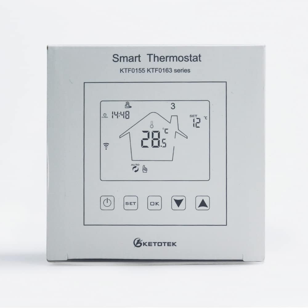 Smart Thermostat by KETOTEK WiFi for Electric Underfloor Heating 16A Alexa/Google Assistant Compatible, Programmable Underfloor Heating Thermostats Controller with NTC Probe Sensor