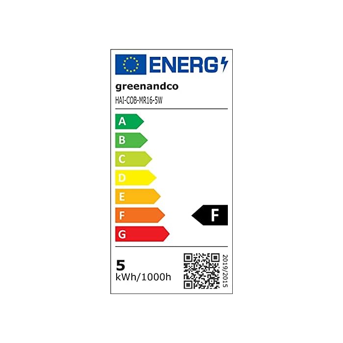 MR16 GU5.3 LED Spot 5W Replaces 40W 430lm 3000K (Warm White) 38 Beam Angle 12V AC/DC Glass Body with Protective Glass, 10-Pack [Energy Class F]