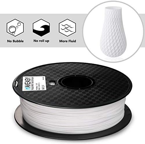 3D filament by PETG, Makeasy petg filament 3D Printer Filament 1.75mm 1KG(2.2lb) +/- 0.02mm, 1kg Spool White PETG For Ender 3 Pro