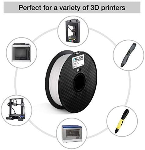 3D filament by PETG, Makeasy petg filament 3D Printer Filament 1.75mm 1KG(2.2lb) +/- 0.02mm, 1kg Spool White PETG For Ender 3 Pro