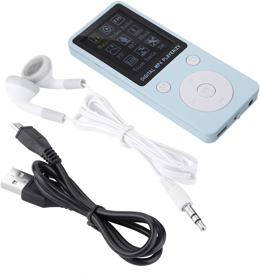 Portable MP3 / MP4 Player Compatible with Music Radio Recording Video eBook, Built in Stopwatch, Support up to 32G Memory Card with Headphones, Long Standby Time (Blue)