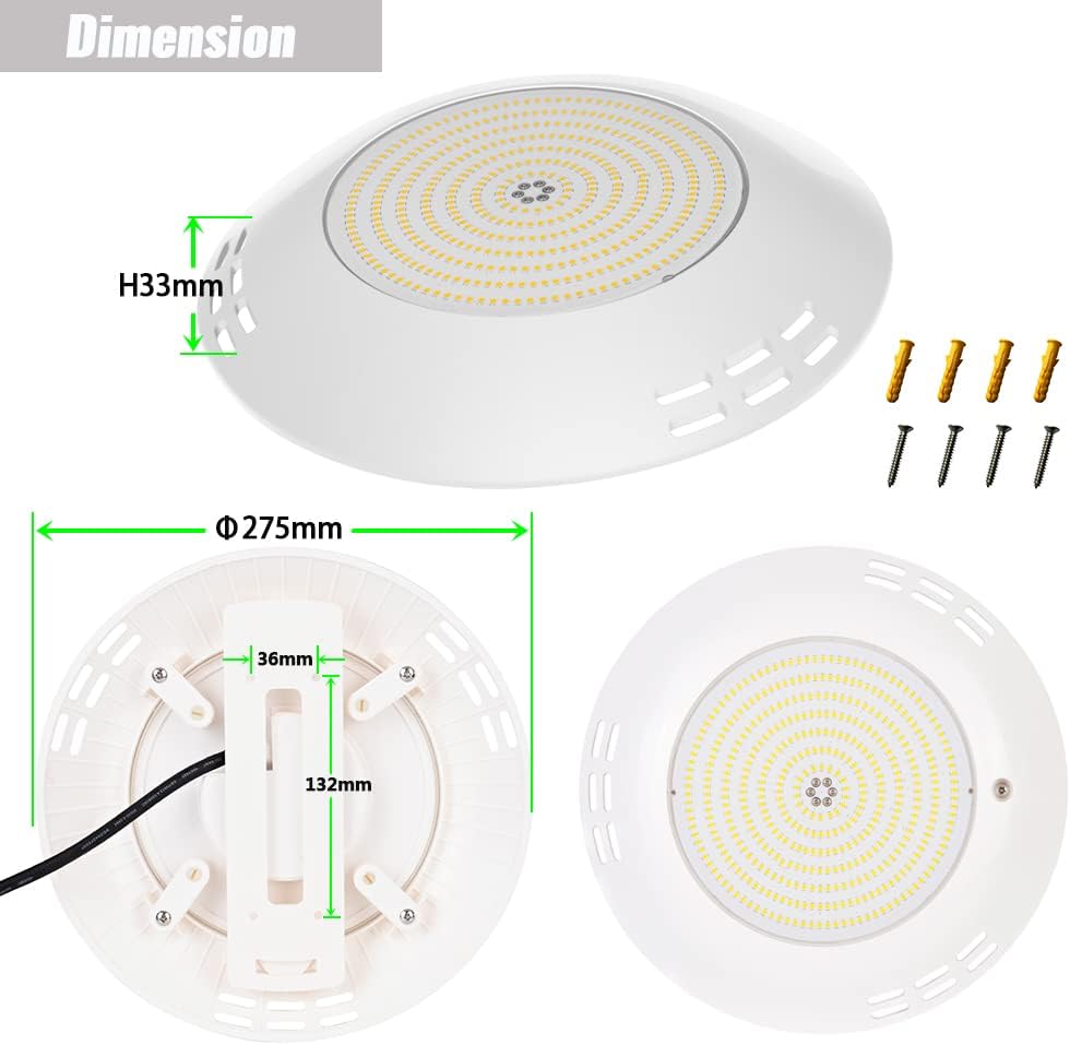 LyLmLe Resin Filled LED Pool Lighting Extra Flat, 35W Pool Headlight (Replaces 300W Halogen Lamps), Surface-Mounted Pool Lamps, 3500lm, 140? Beam Angle, IP68 Waterproof, 12V AC/DC, 6000K [Energy Class F ]