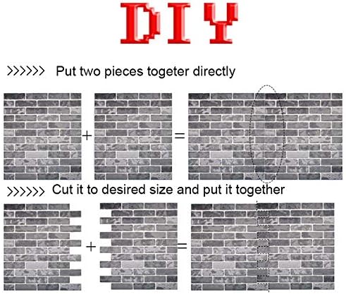 3D Brick Wallpaper, Wall Stickers Stereo Wall Decal Paper Removable Self-adhesive Wallpaper for Bedroom Living Room Modern Background TV Decor 2.69m2 (5 Pieces Brick Style 2)