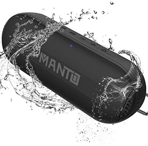 Portable Bluetooth Speaker, MANTO HD Stereo and Bass Durable Wireless Speakers [20 Hours Playtime] [Micro SD Card Slot] [Built-in Microphone for Hands-Free Calling] [IPX6 Water Resistant]