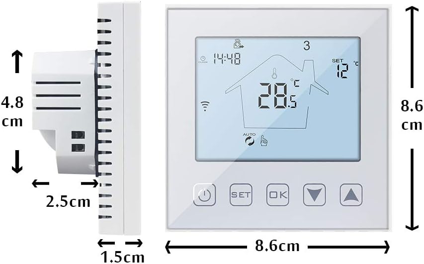 Smart Thermostat by KETOTEK WiFi for Electric Underfloor Heating 16A Alexa/Google Assistant Compatible, Programmable Underfloor Heating Thermostats Controller with NTC Probe Sensor