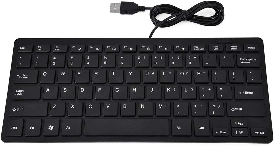 78-Key Wired Keyboard, USB Ultra Thin Arc Angle Design Keyboard for Desktop Computer Laptop PC, Mini Gaming Keyboard(Black)