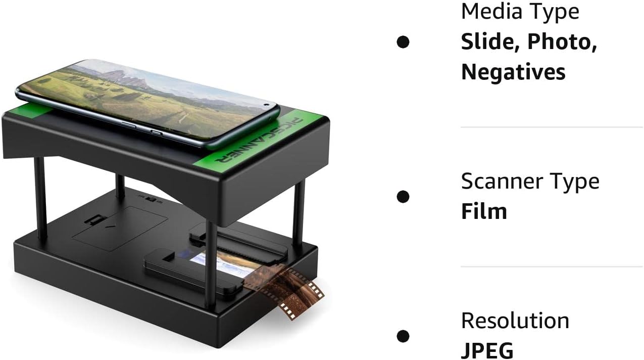 Mobile Film by Rybozen and Slide Scanner, Lets You Scan and Play with Old 35mm Films & Slides Using Your Smartphone Camera, Fun Toys and Gifts with LED Backlight, Rugged Plastic Folding Scanner