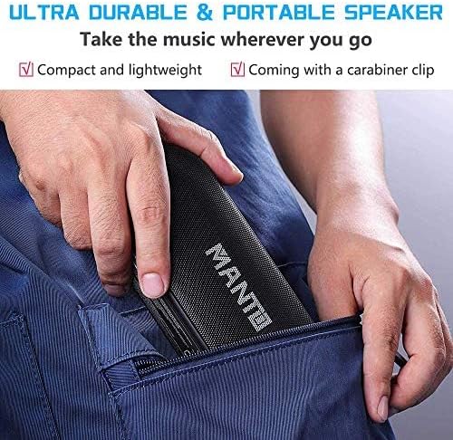 Portable Bluetooth Speaker, MANTO HD Stereo and Bass Durable Wireless Speakers [20 Hours Playtime] [Micro SD Card Slot] [Built-in Microphone for Hands-Free Calling] [IPX6 Water Resistant]