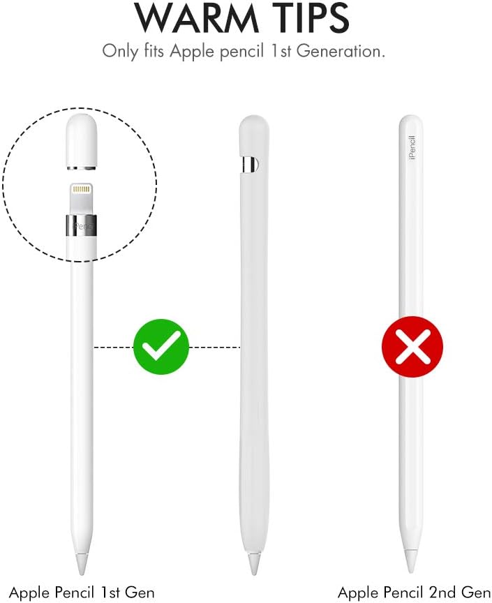 Case Sleeve By AhaStyle Anti-Slip Silicone Protective Skin, Added Cable Adapter Tether Kit, Compatible with Apple Pencil 1st Generation