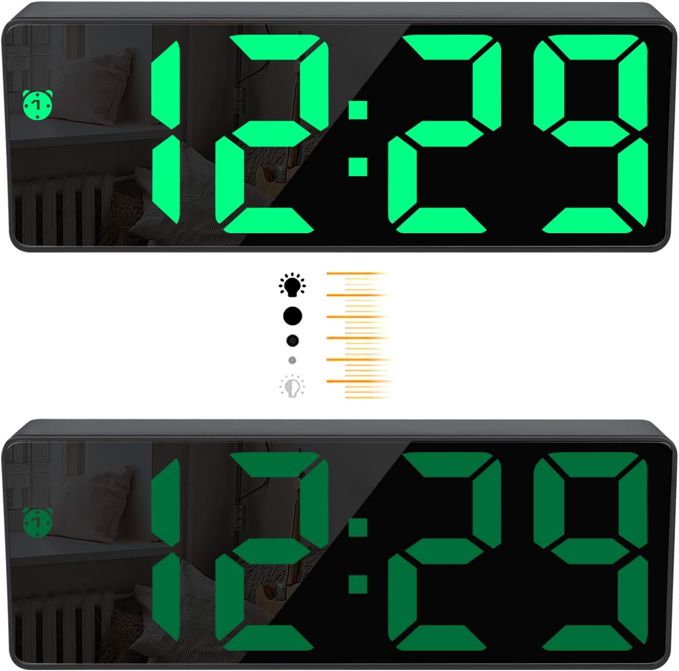 Digital Alarm Clock by Edillas, LED Display with Large Number and Snooze Function, Brightness, Adjustable USB Charger, Alarm Clock for Bedroom, Living Room, Office