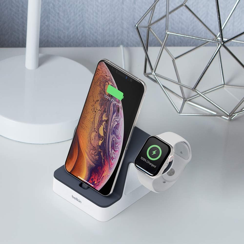 2-In-1 Iphone & Apple Watch Charging Dock - Powerhouse Charging Station + Apple Watch Charging Stand - Designed For Iphone 6/7/8/X/Xs/Xr/Xs Max, Apple Watch Series 4, 3, 2, & 1