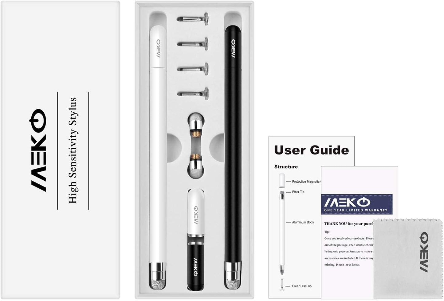 Stylus Disc Touch Pen, 2-in-1 Stylus Pen Universal Touch Pen 100% Compatible with All Tablets Touch Screen, White + Black