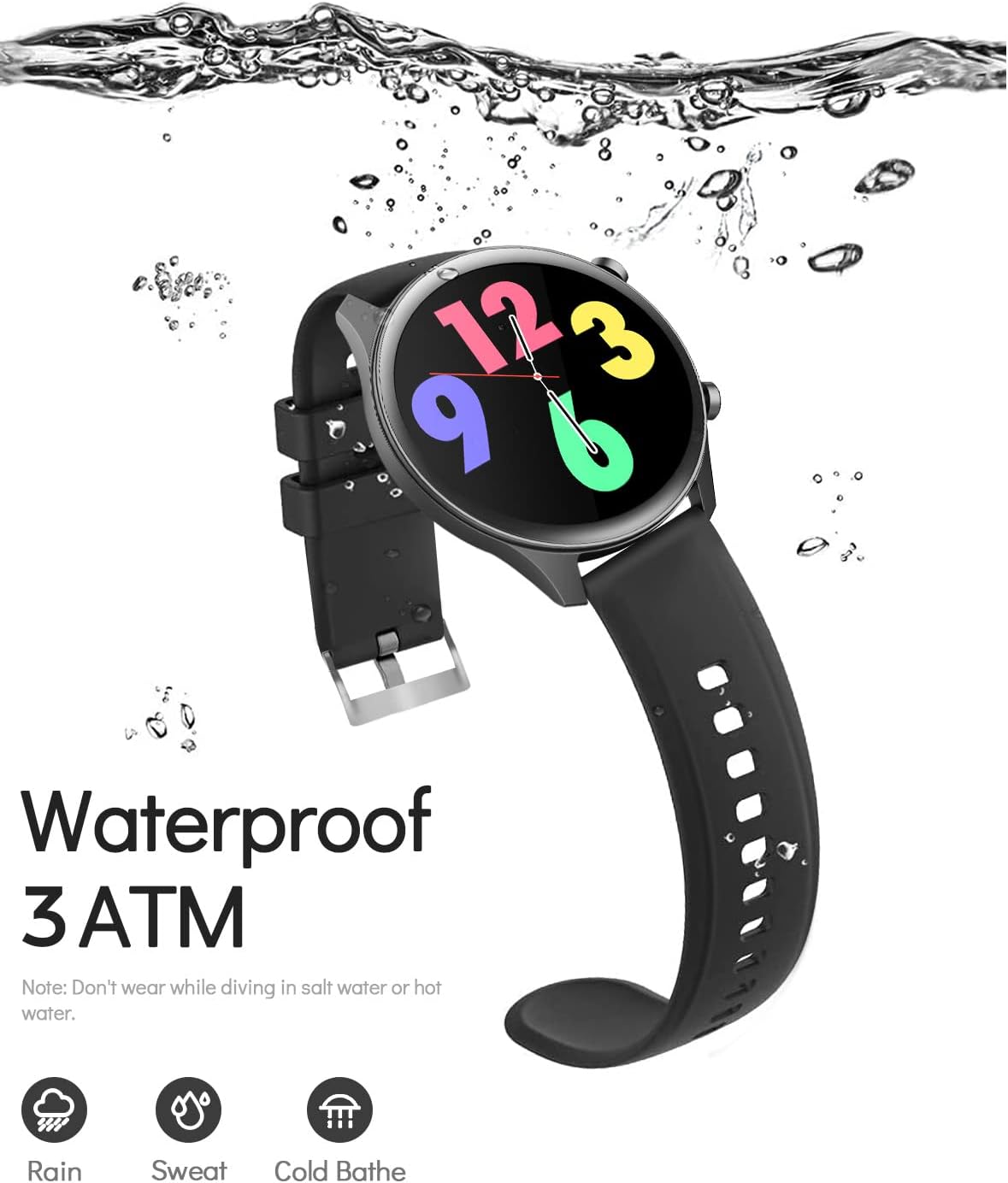 Smart Watch, Deeprio Pascua Smart Watch Black