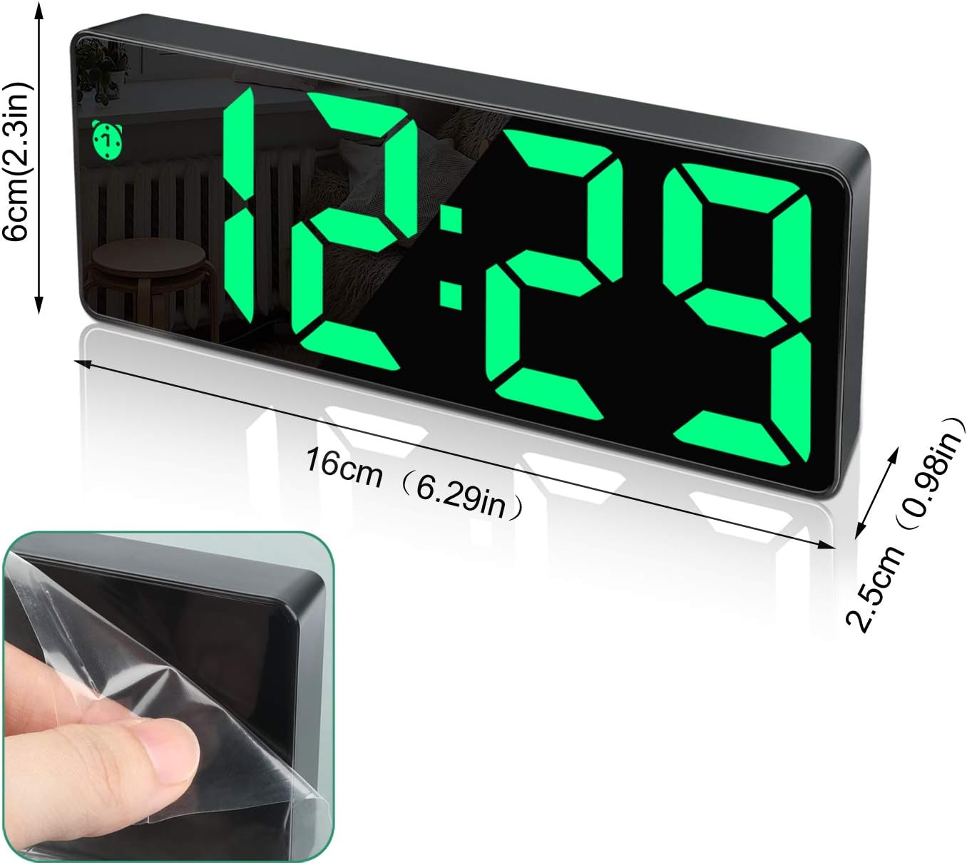 Digital Alarm Clock by Edillas, LED Display with Large Number and Snooze Function, Brightness, Adjustable USB Charger, Alarm Clock for Bedroom, Living Room, Office