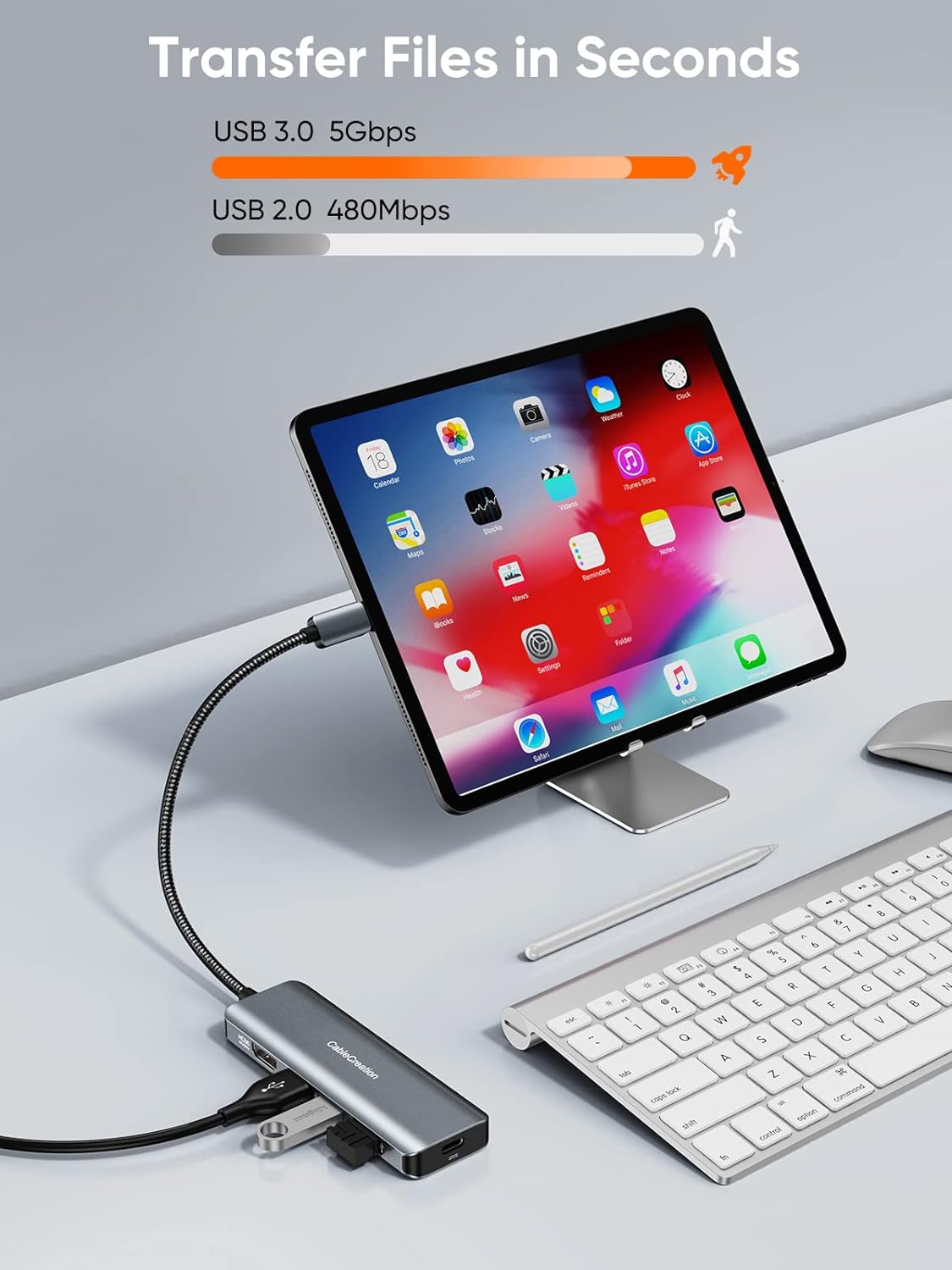 USB C Hub 4K 60Hz, CableCreation 5-in-1 USB C MacBook Adapter Dock, 100W PD, 4K60Hz HDMI, 3 USB 3.0, for MacBook Pro/Air, iPad Pro/Mini 6, Surface Pro, Galaxy Tab S8/S7, Galaxy S22/S21 and More Type C