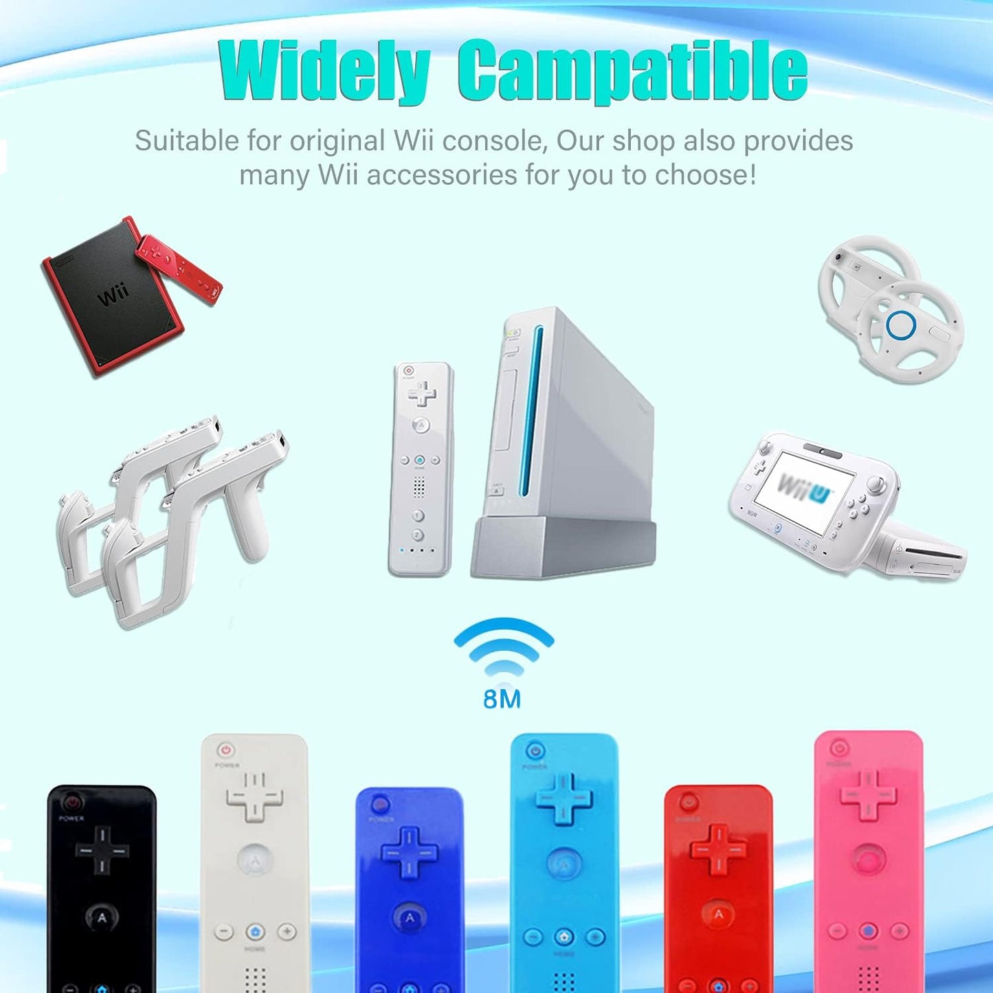 TechKen 2 WII Controller Remote Control Remote Game Left Controller with Silicone Case Armban, without Motion Plus