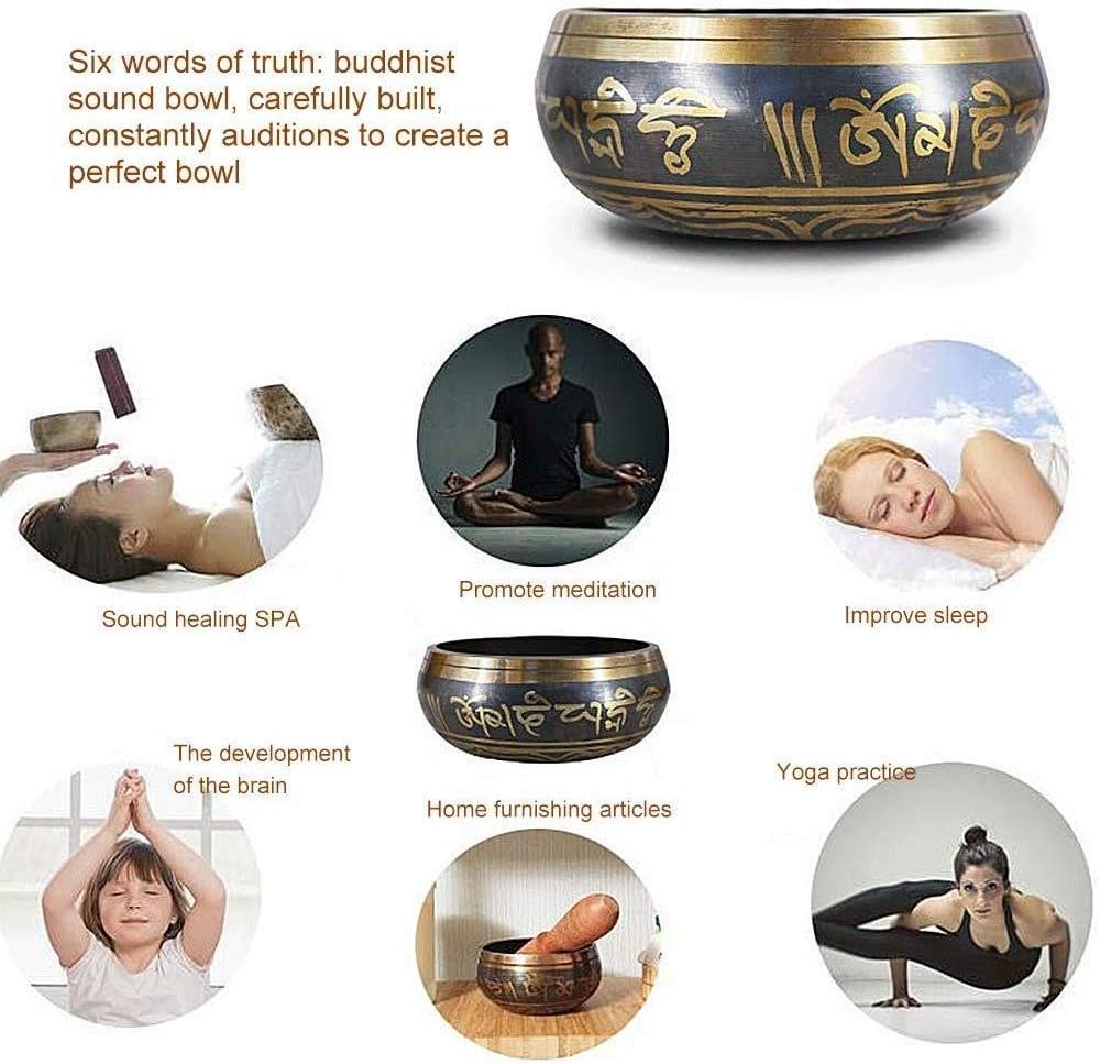 Buddhist Singing Bowls for Meditation, Tibetan Singing Bowl, chakra bowls, with clapper and cushion, useful for meditation, yoga and relaxation