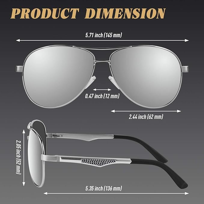 Sunglasses, CGID GA61 Premium Al-Mg Pilot Polarized Sunglasses UV400 Mirror for Men Women,with Advanced Case