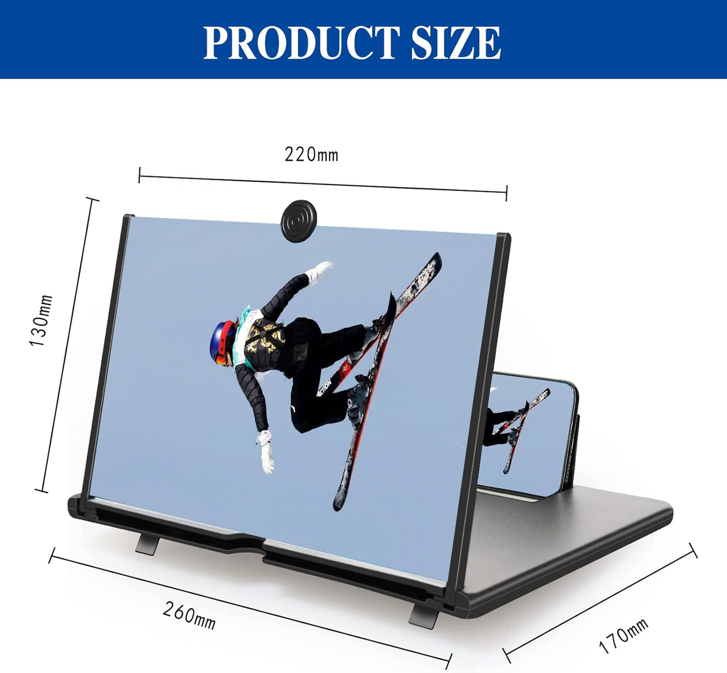 MINGCHUANGWEILI Magnification Lens for 12 inch mobile phone The high definition 3D screen magnification lens is compatible with all smartphones.