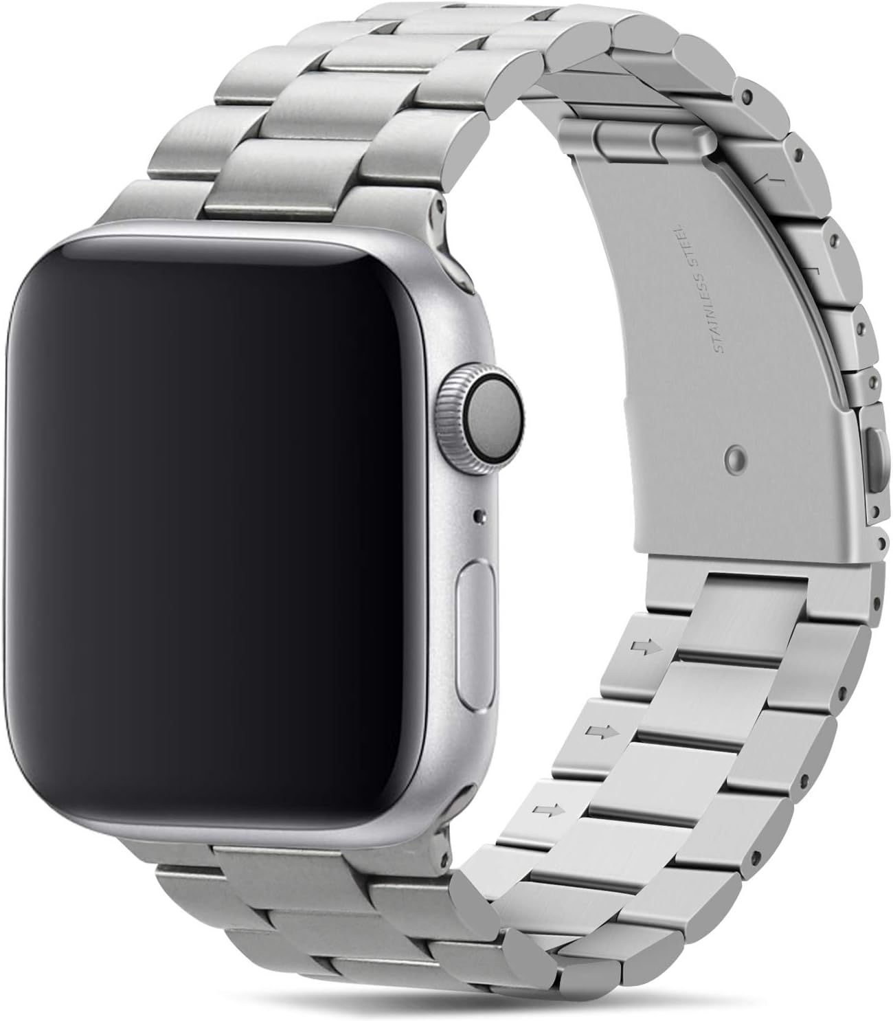 Watch Band By Tasikar Compatible with Apple Watch Band 38mm Premium Stainless Steel Metal Replacement Strap Compatible with Apple Watch Series 9 8 7 6 5 4 3 2 1 SE (Silver)