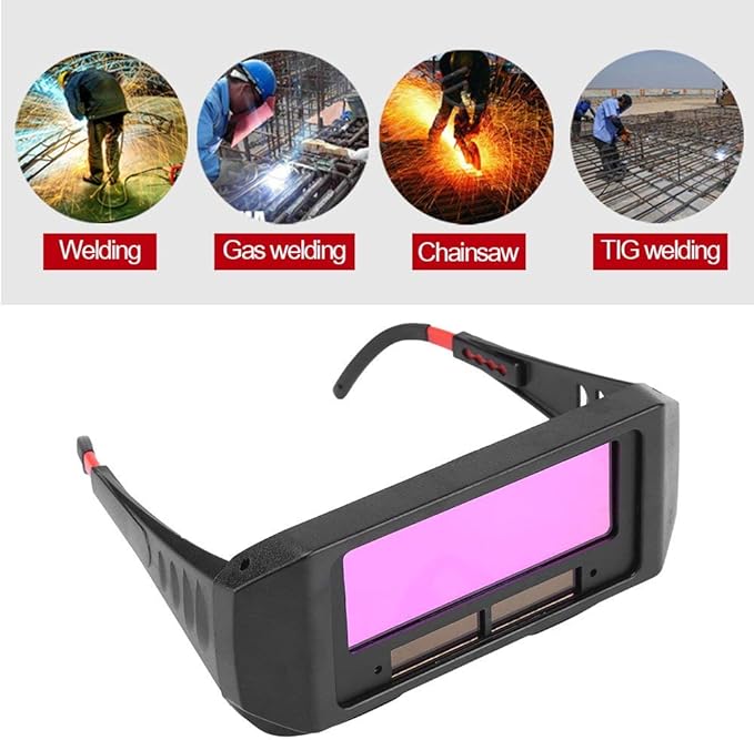 1 Pair Welding Goggles Automatic Darkening for Plasma Welding Goggles Automatic Safety Anti-Flog Welding Helmet Accessories, Black