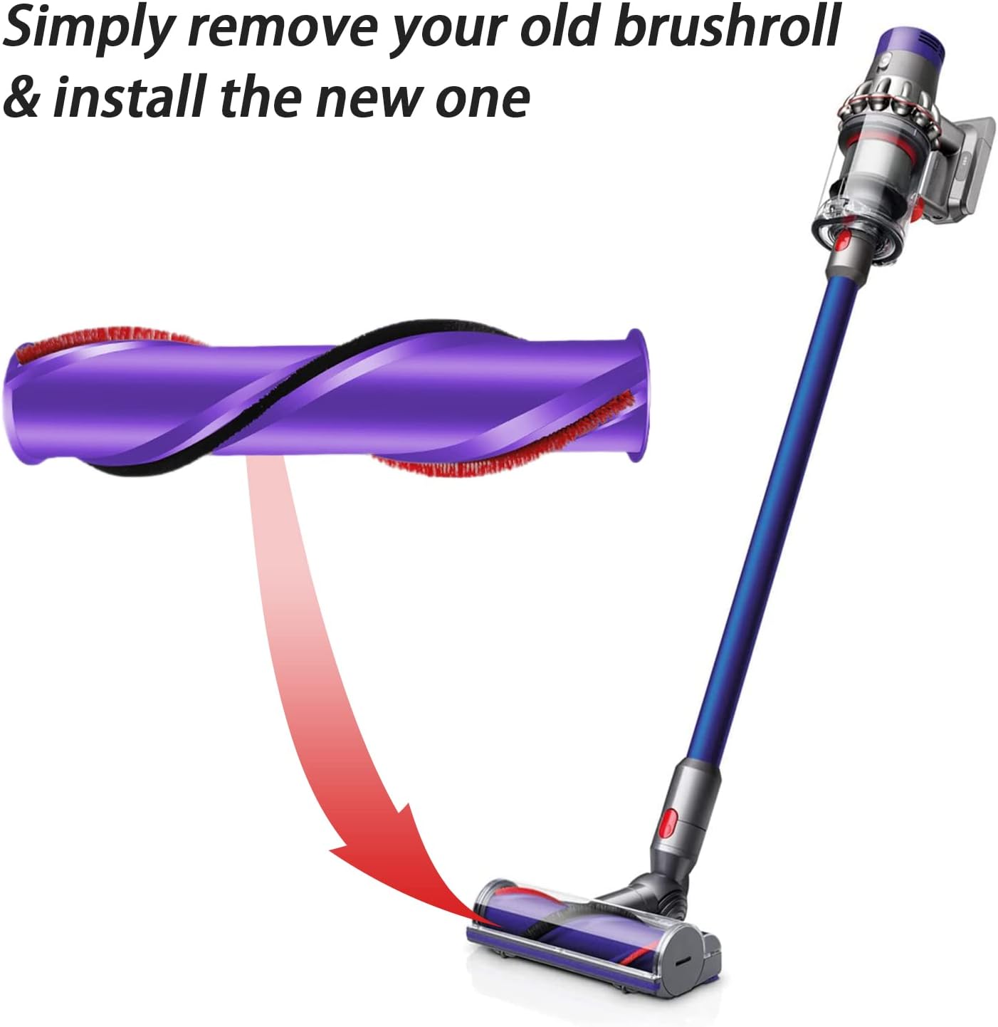 Brush Roller Compatible with Dyson V10 Vacuum Cleaner, Replacement Brush Roll Bar