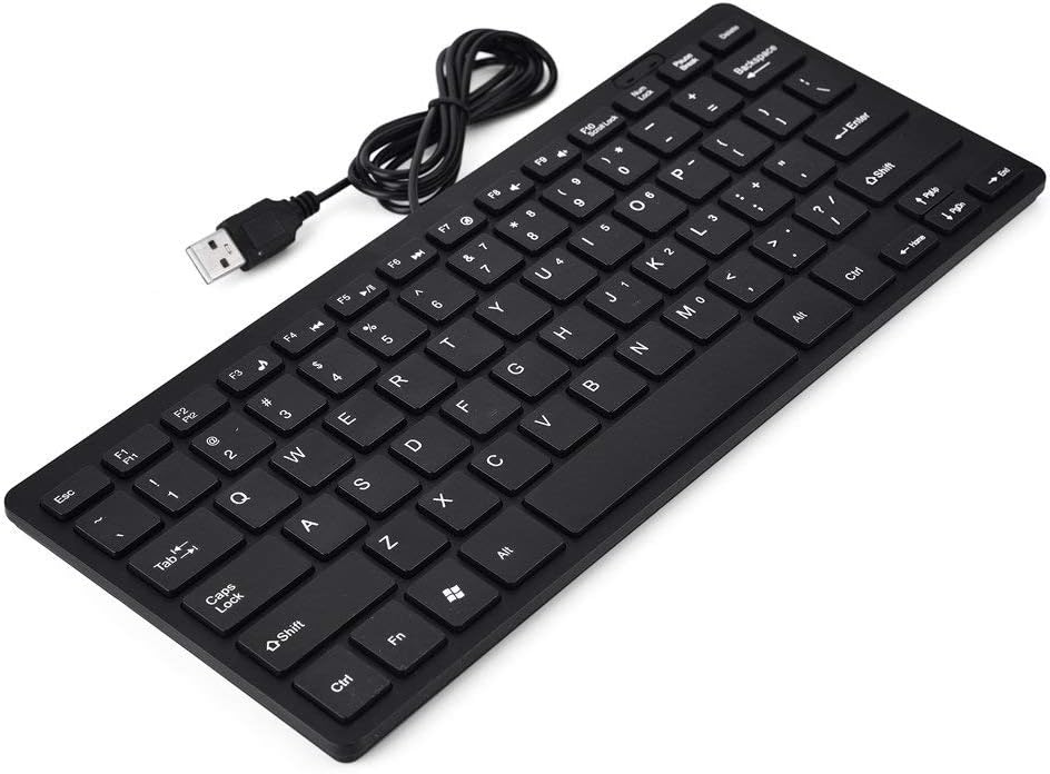 78-Key Wired Keyboard, USB Ultra Thin Arc Angle Design Keyboard for Desktop Computer Laptop PC, Mini Gaming Keyboard(Black)