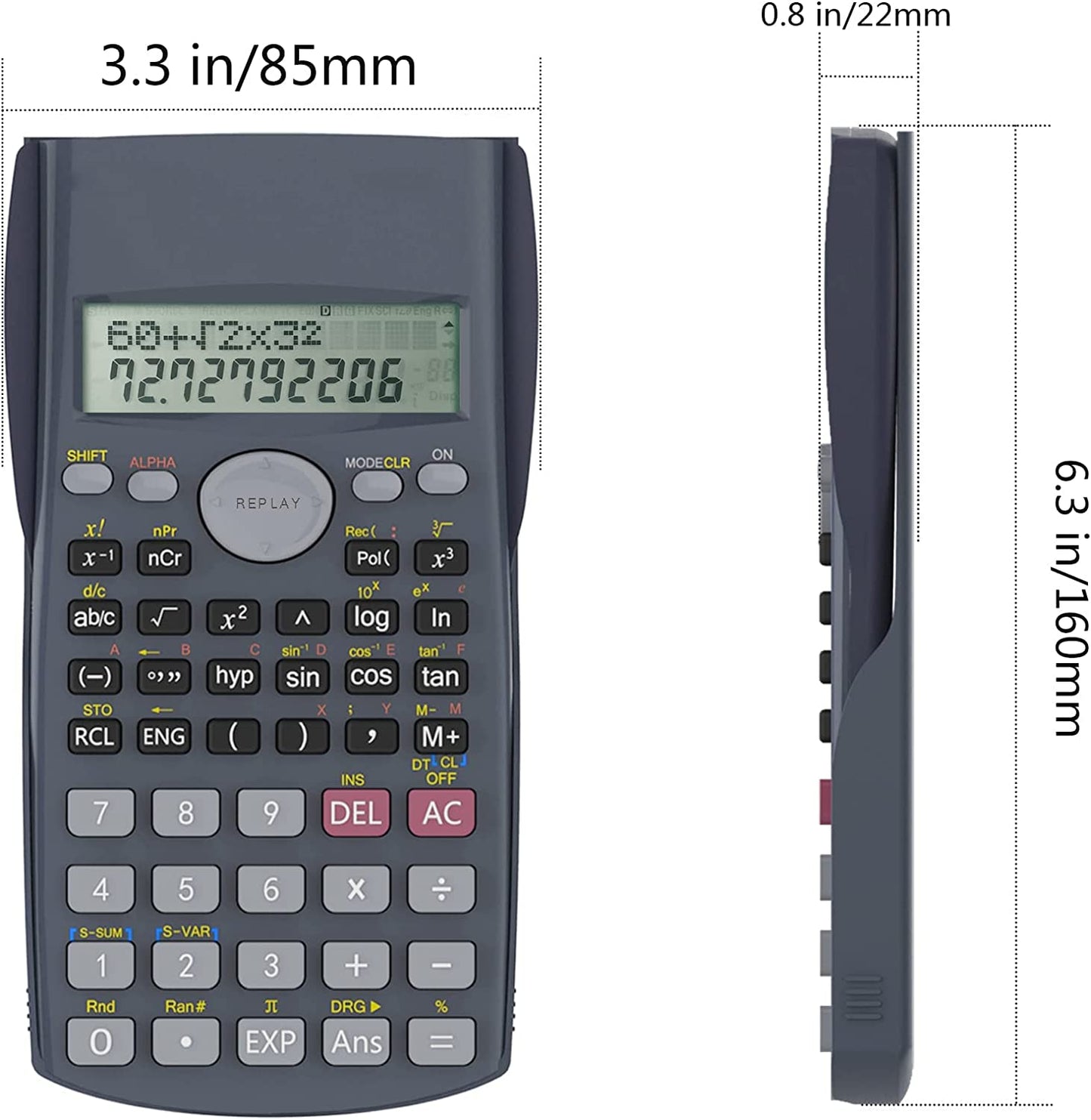 Scientific Calculator by Helect 2-Line Engineering, Suitable for School and Business (Black)