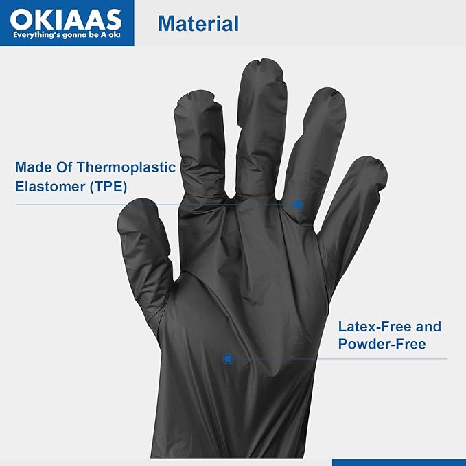 Disposable Gloves by OKIAAS, Medium, TPE Bulk