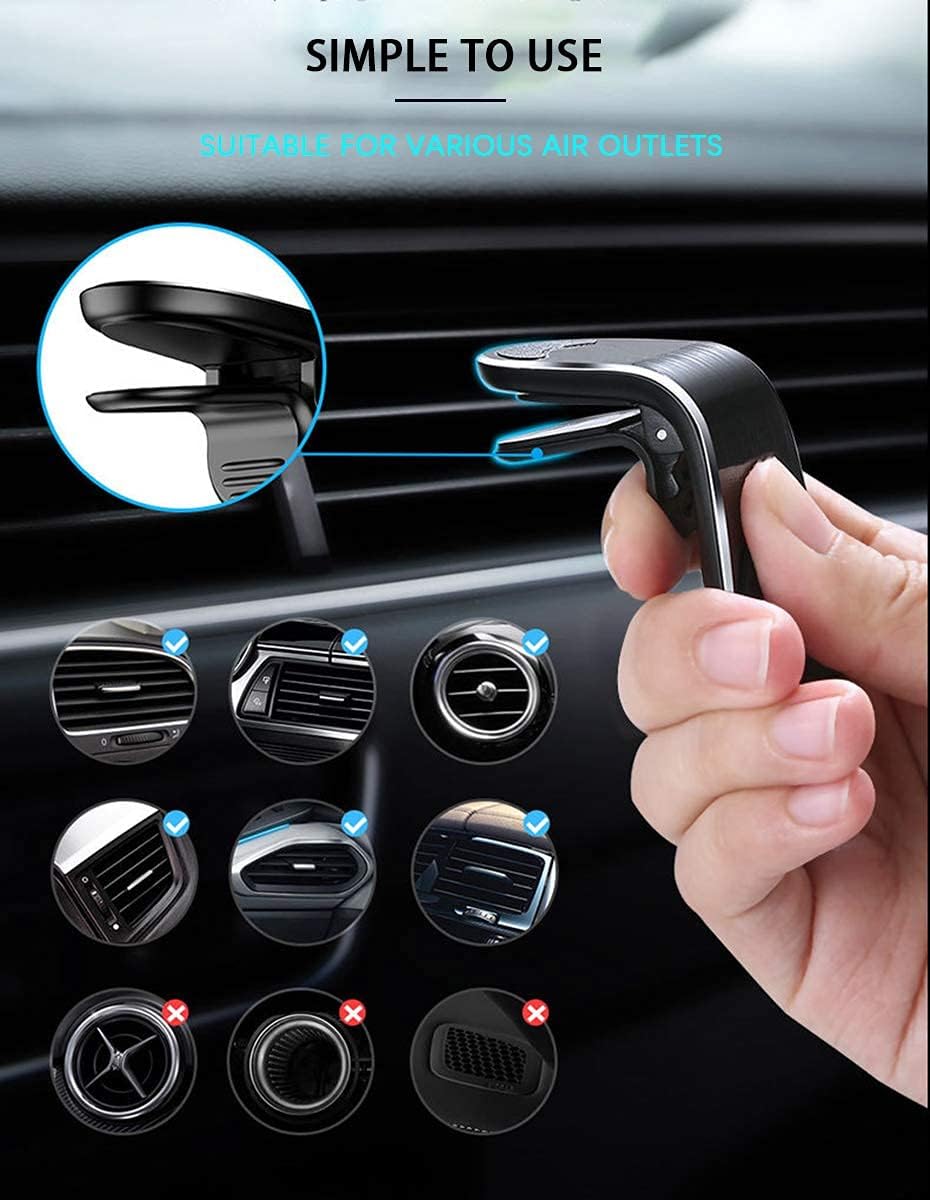 Magnetic Universal Car Phone Holder Air Vent Mount Stand in Car GPS Mobile Cell Phone Holder Blacket For All Smart Phone (Black)