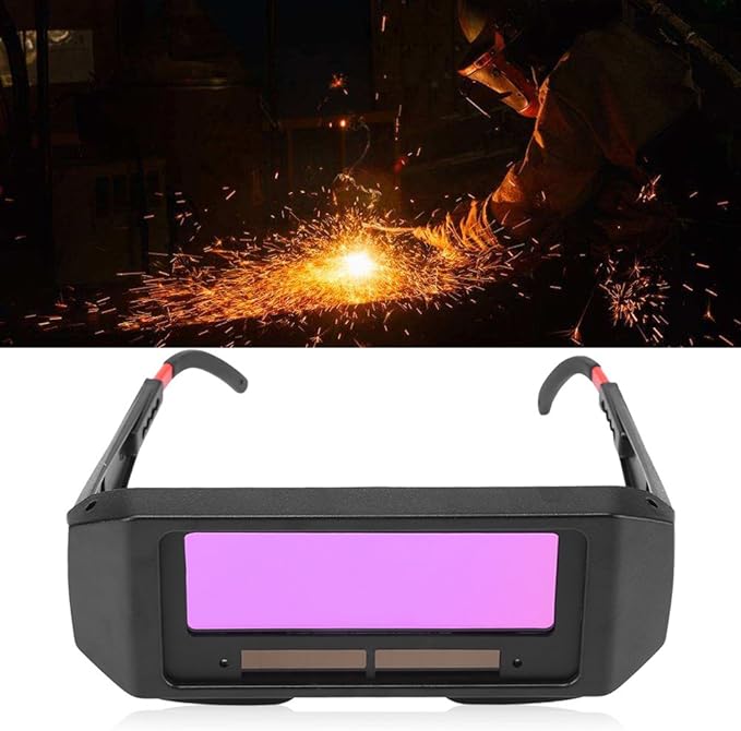 1 Pair Welding Goggles Automatic Darkening for Plasma Welding Goggles Automatic Safety Anti-Flog Welding Helmet Accessories, Black