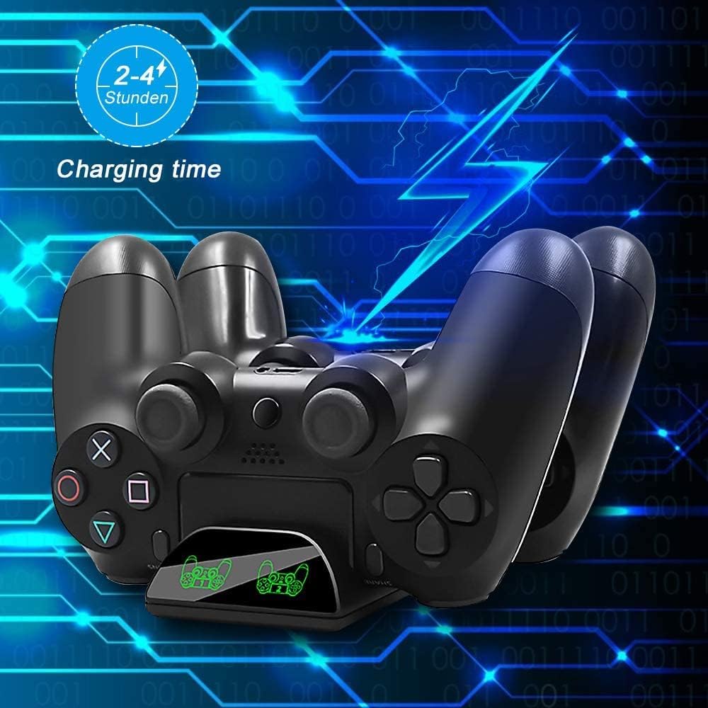 PS4 Controller Charging Station, AMANKA Playstation 4 Charger Dual USB Controller Charger Base with USB Power Cable and LED Charging Indicator for Playstation 4 / PS4 Slim / Pro Wireless Controller