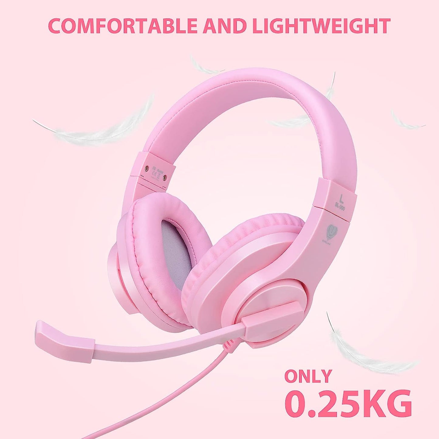 TR Turn Raise Gaming Headset for Girls Pink Wired Gaming Headset with Mic for PC, Xbox One (Pink)