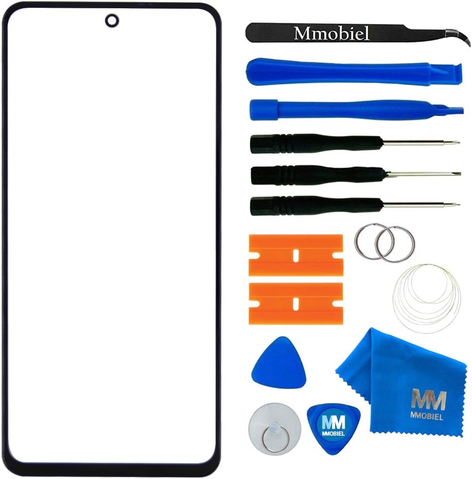 Front Glass Repair Kit by MMOBIEL Compatible with Xiaomi Redmi Note 9 Pro/Note 9S / Poco F3 / Poco X3 Pro - 6.67 inch - Lens Screen Replacement Repair Kit - Incl. Toolkit - Black