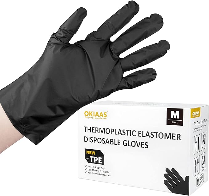 Disposable Gloves by OKIAAS, Medium, TPE Bulk