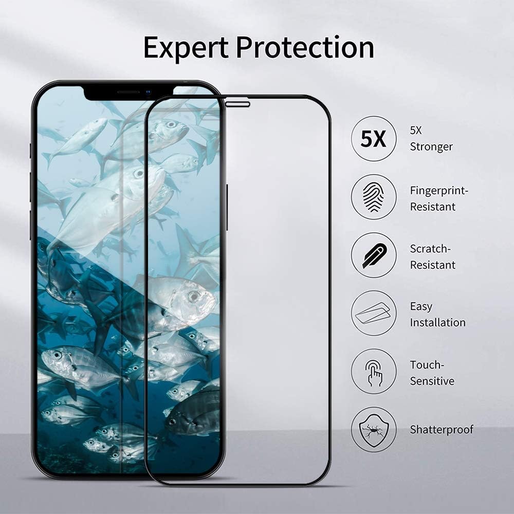 Protective Glass by Cavalrywolf Full Screen for iPhone 12 Pro Max [6.7"], [Pack of 2] High Quality 9H Glass - Face ID Compatible