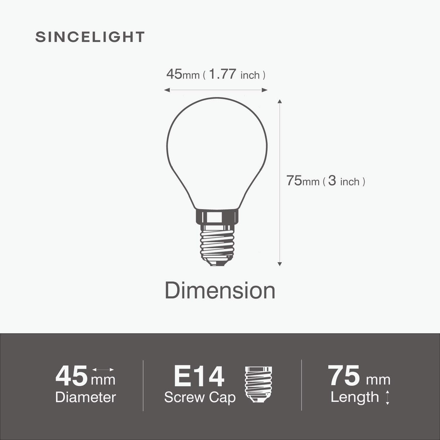 SINCELIGHT E14 3W LED Golf Ball Light Bulb P45, 45mm, Omni-Directional, Milky Diffuser, Warm White 2700K, 250 Lumens, SES Small Edison Screw, Pack of 6 [Energy Class A+]