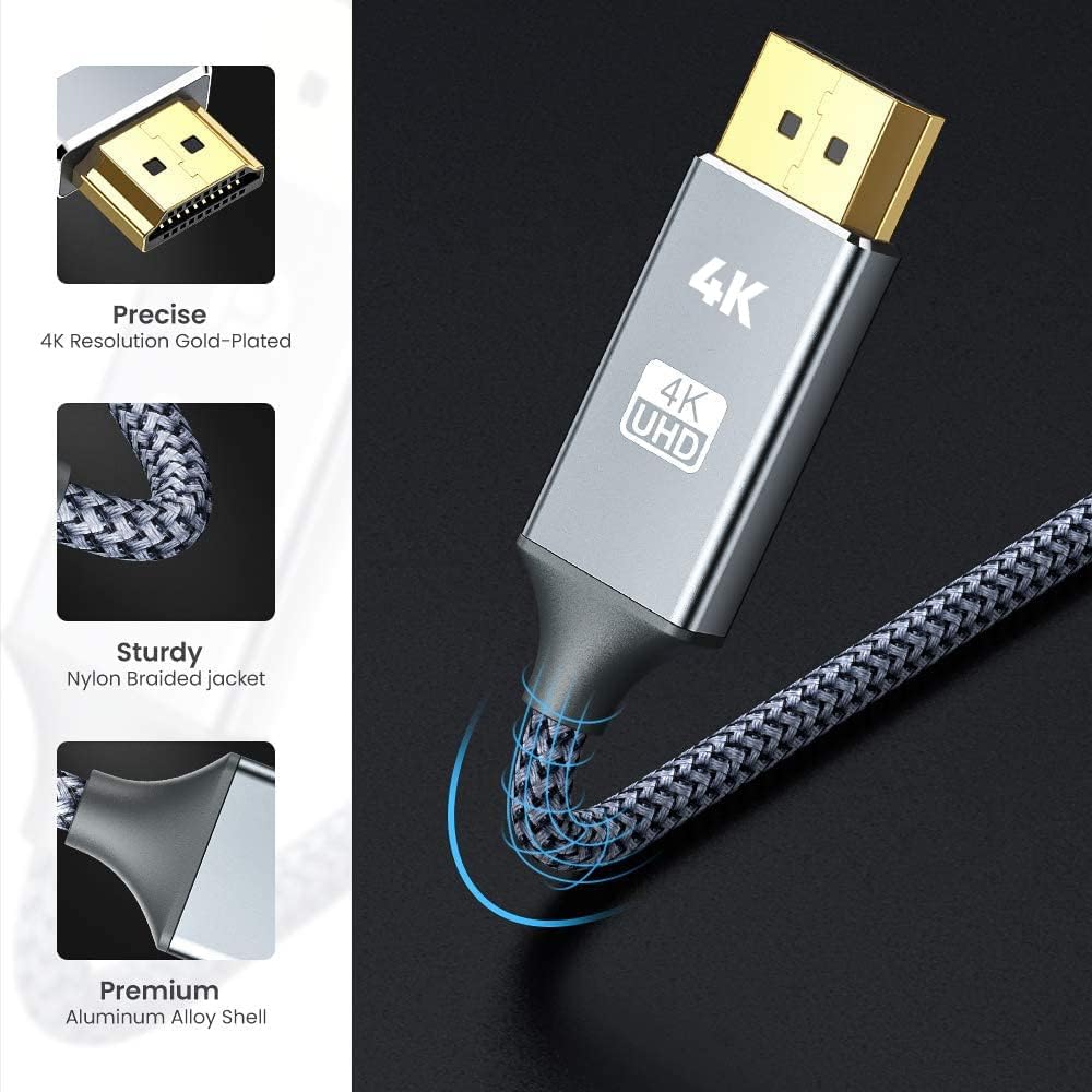 Display Port to HDMI - Male to Female Cable 1.8m grey