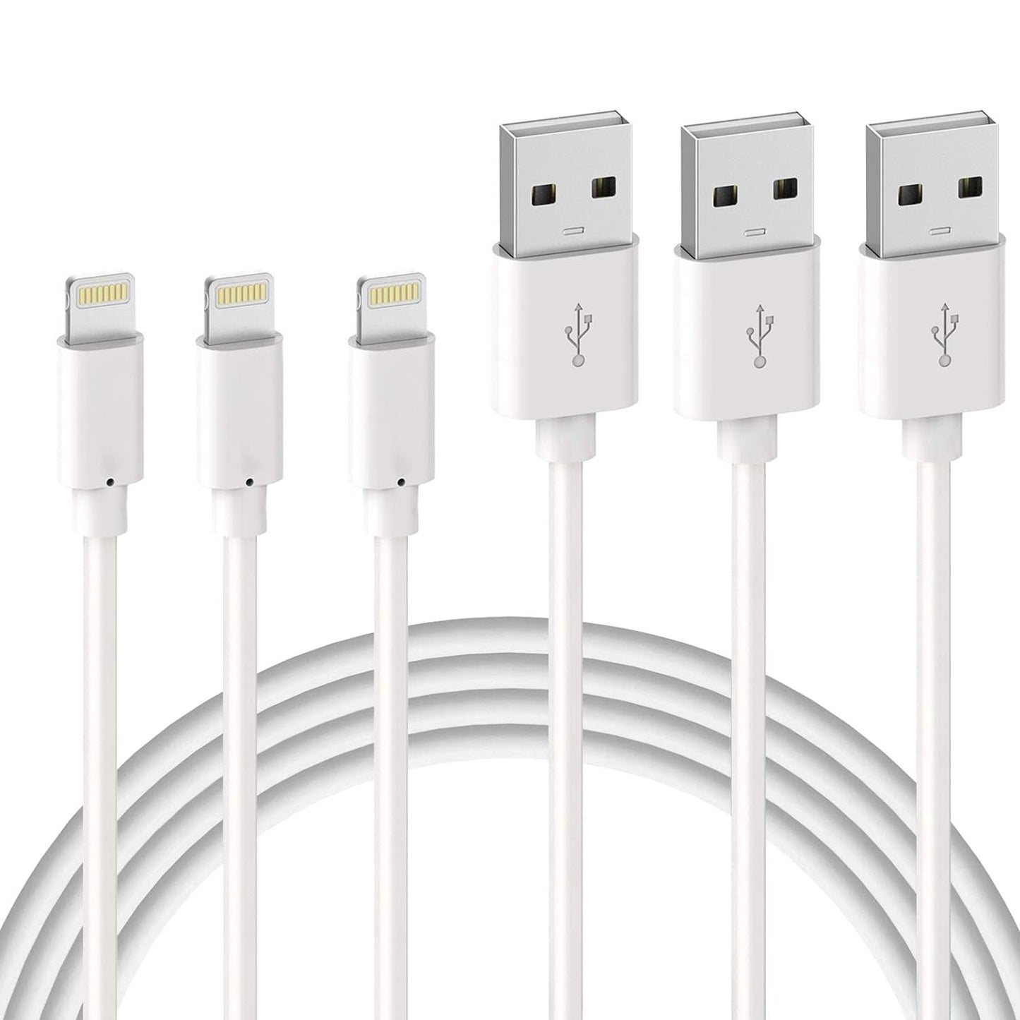 Lightning Cable 3Pack 6ft Premium Lightning to USB A Charger Cable Compatible with iPhone 11 Xs Max XR X 8 Plus 7 Plus 6 Plus SE iPad Pro iPod and More - White