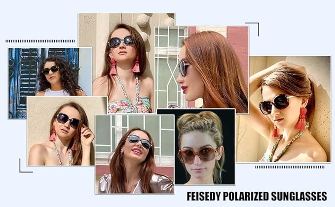 Sunglasses, FEISEDY B2683 Women's Sunglasses, Polarized, UV Protection, For Driving, Fashionable Women, Case Included