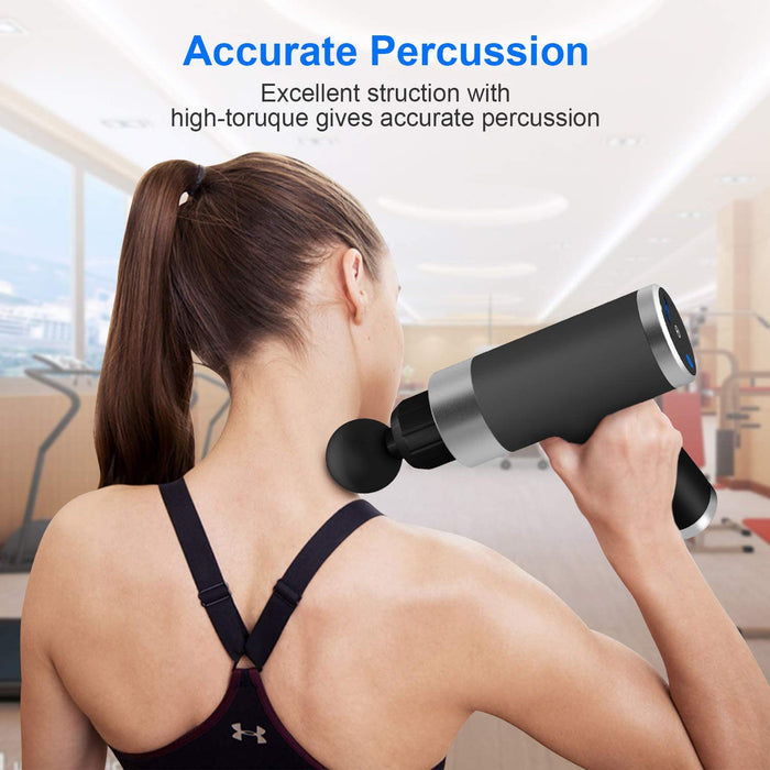 Massage Gun for Neck and Back,Portable Handheld Muscle Massager Deep Tissue Massage Gun for Pain Relief,6 Speed Percussion Massager Relaxation Quiet Brushless Motor Cordless with LCD Touch Screen