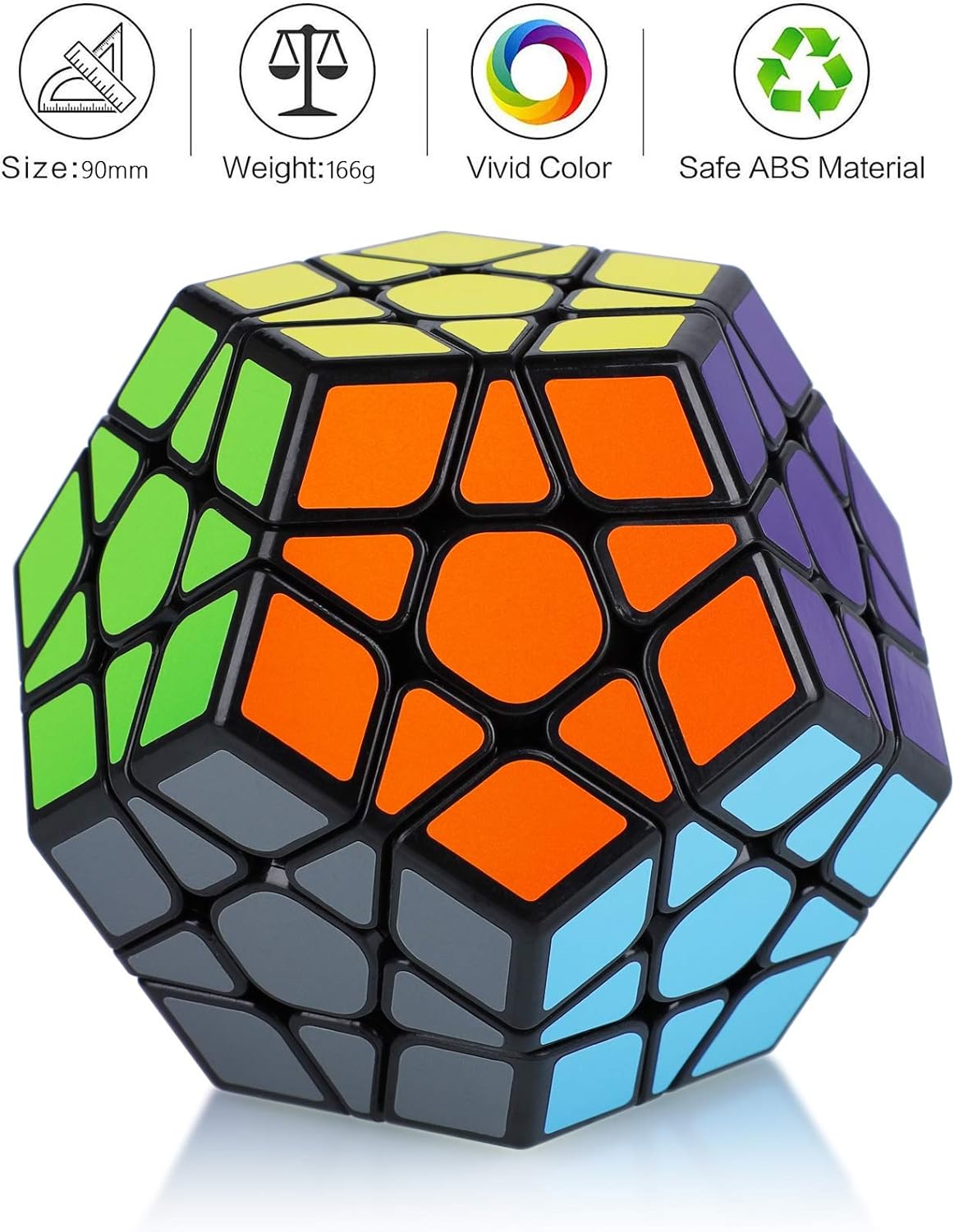 Maomaoyu Megaminx Dodecahedron Cube 3x3x3 Speed Magic Cube 12 Sides Puzzle Twist Black